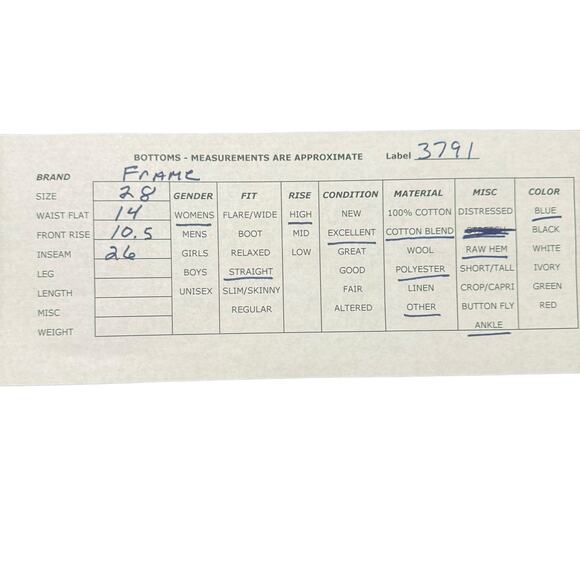 Frame Le High Straight Tie Waist Jeans Raw Hem High Rise Ankle Med Wash 28 - Picture 9 of 9